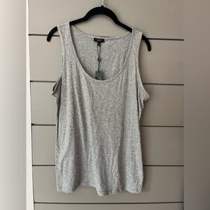 Talbots Gray Sleeveless Tank Top Studded Embellished‎ Scoop Neck size M NWT
